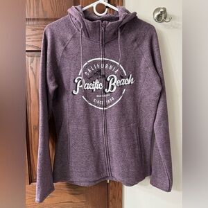 NWT Women's Medium Purple Zip up Hoodie Pacific Beach California